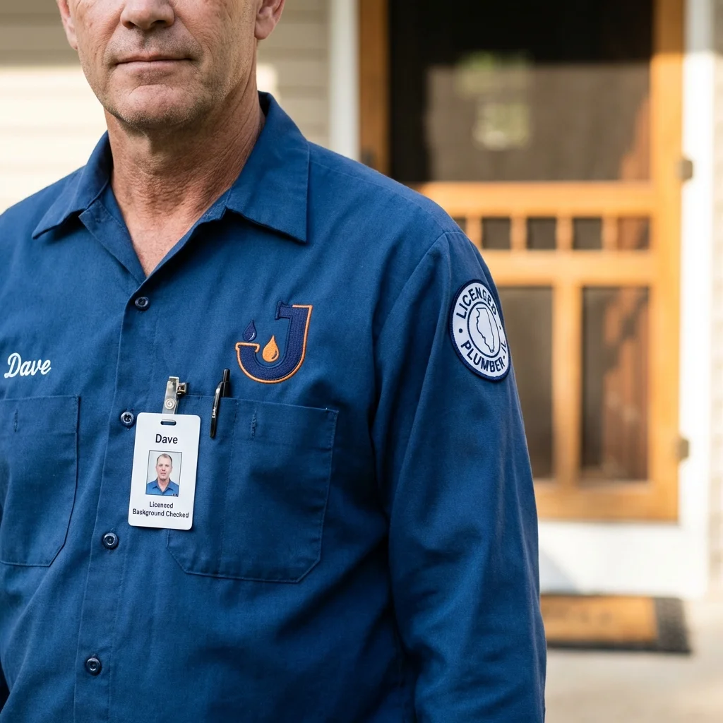 Licensed plumber showing ID badge in Las Animas, CO