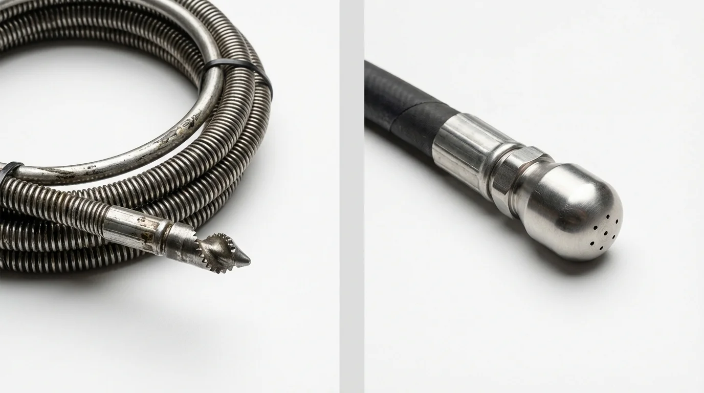 Drain snake cable and hydro jetting nozzle used for drain cleaning in Las Animas, CO