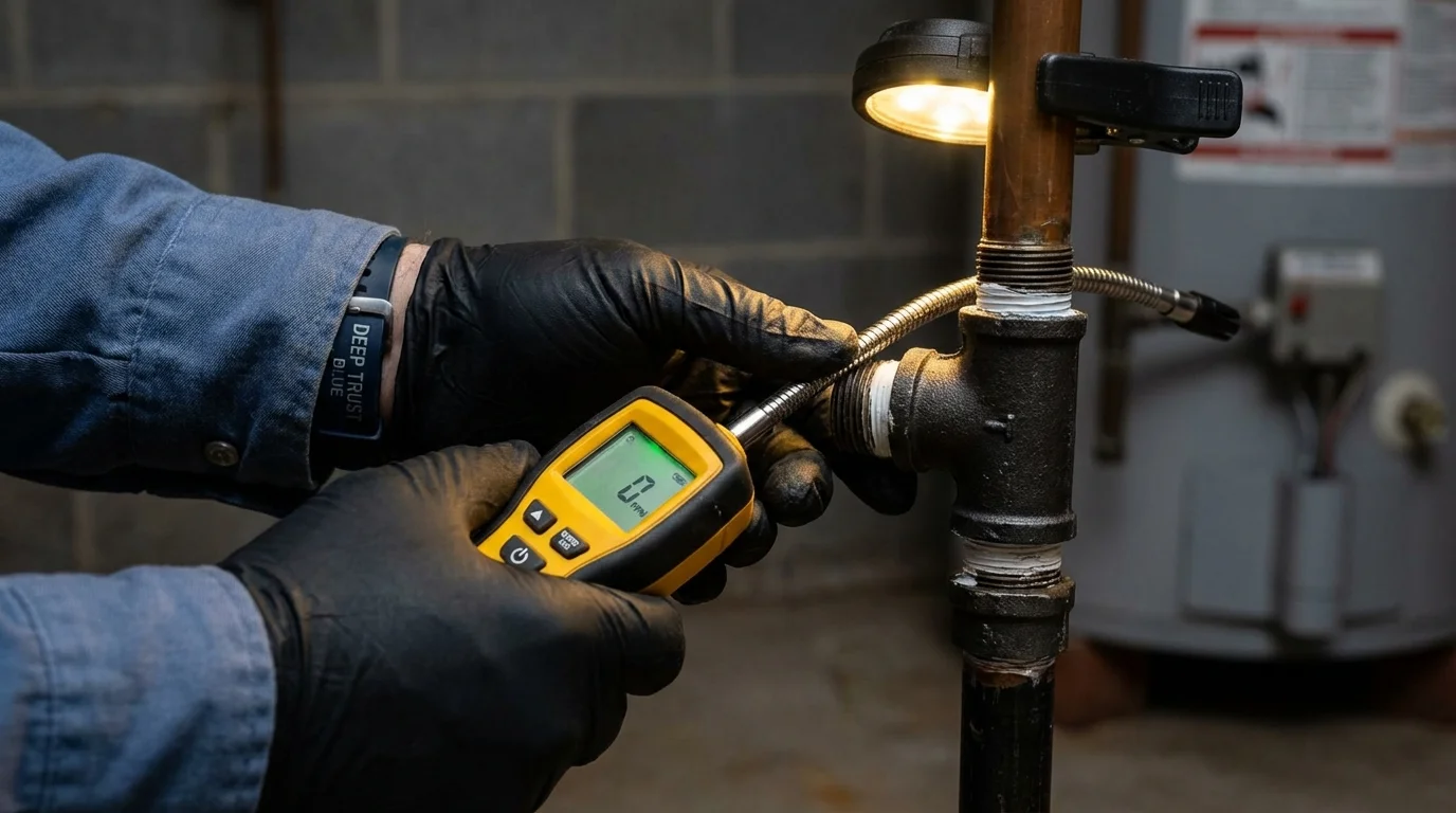 Gas leak detection with electronic sniffer by Johns Plumbing LLC in Las Animas